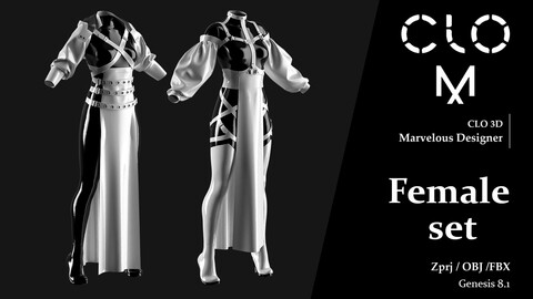 Female set / Marvelous Designer/Clo3D project file + OBJ, FBX