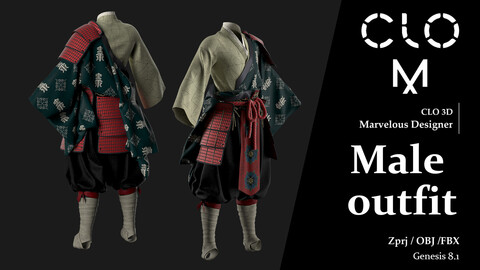 Male  outfit / Marvelous Designer/Clo3D project file + OBJ, FBX