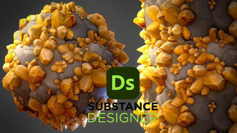 Stylized Rock with Crystal - Substance 3D Designer