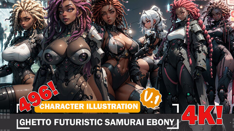 496 Ghetto Futuristic Samurai Ebony Diverse Outfit Character Design Reference Art V1 4K