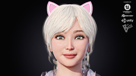 Aiko K-Pop Cosplay Female Girl Character Low-poly