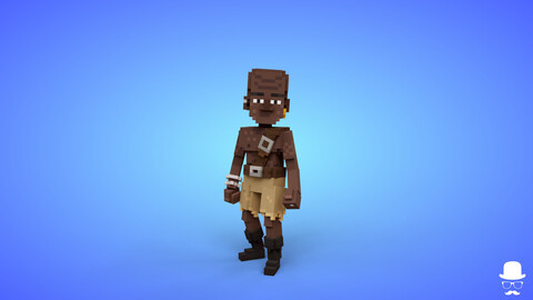 Pirate 5 Voxel Character - 3D Lowpoly Fantasy Model