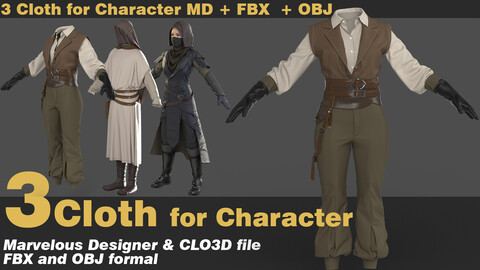 3 cloth for character MD_ FBX & OBJ