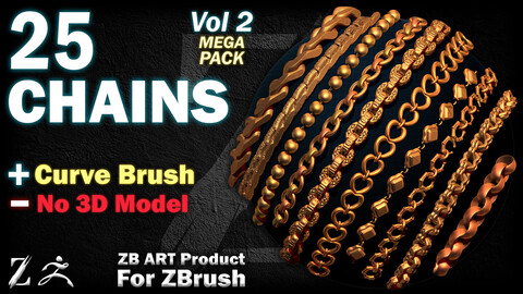 25 ZB ART Chain For ZBrush (Curve Brush) - Vol 2