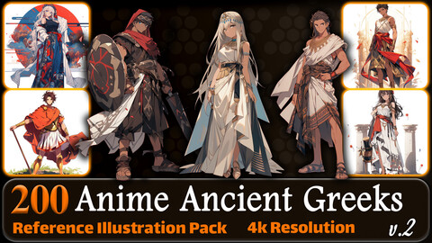 200 Anime Ancient Greeks (Full Body) Reference Pack | 4K | v.2