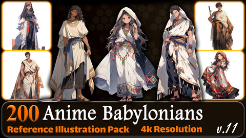 200 Anime Babylonians (Full Body) Reference Pack | 4K | v.11