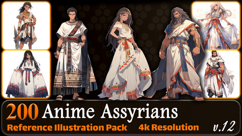 200 Anime Assyrians (Full Body) Reference Pack | 4K | v.12