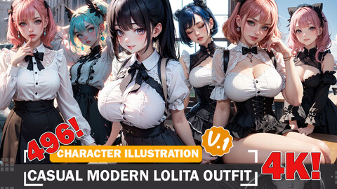 496 Casual Modern Lolita Outfit Diverse Outfit Character Design Reference Art V1 4K