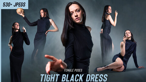 530+ Tight Black Dress Female Poses