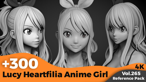 +300 Lucy Heartfilia Anime Girl Head Sculpt(4k)