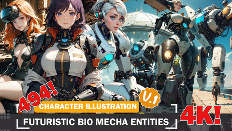 494 Futuristic Bio Mecha Entities Diverse Outfit Character Design Reference Art V1 4K