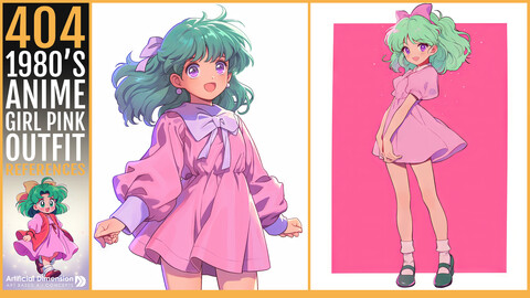 404 1980s Anime Girl in Pink Outfit