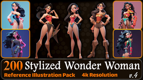 200 Stylized Wonder Woman Reference Pack | 4K | v.4