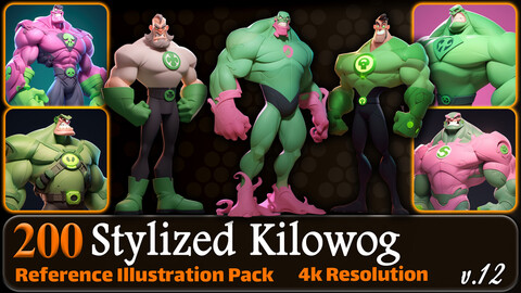 200 Stylized Kilowog Reference Pack | 4K | v.12