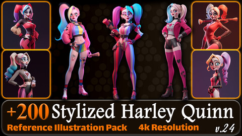 200 Stylized Harley Quinn Reference Pack | 4K | v.24