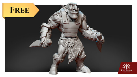 Orc Murgat Ironfang Free - 3d printable miniature