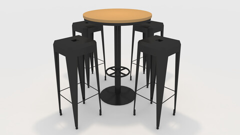 3D Model Bar Table And Chair 11