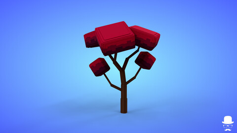 Voxel Tree 4.6 Model - 3D Lowpoly Game Asset