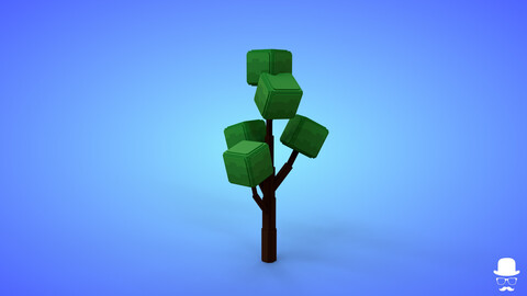 Voxel Tree 5.1 Model - 3D Lowpoly Game Asset