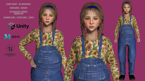 AAA 3D REALISTIC CHARACTER - KIDS / LITTLE GIRL / EUROPEAN BLONDE KIDS