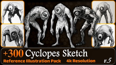 300 Cyclopes Sketch Reference Pack | 4K | v.5