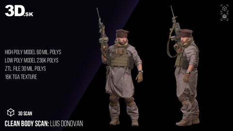 Clean Body 3D Scan | Luis Donovan Army Taliban Gunner