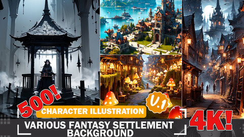 500 Fantasy Settlement Backgrounds Diverse Design Reference Pack V1 4K