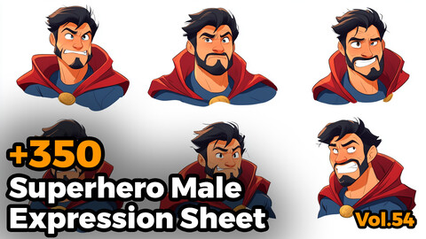 +300 Superhero Male Expression Sheet(4k)