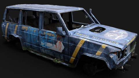 jeep vandalized car destroyed street wreck photogrammetry