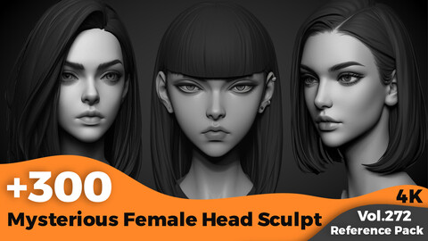 +300 Mysterious Female Head Sculpt Reference Images(4k)