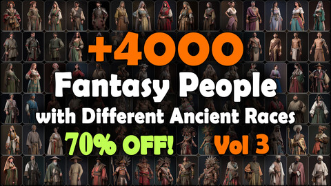 4000 Fantasy People with Different Ancient Races Reference Pack | MEGA Bundle | 4K | v.3