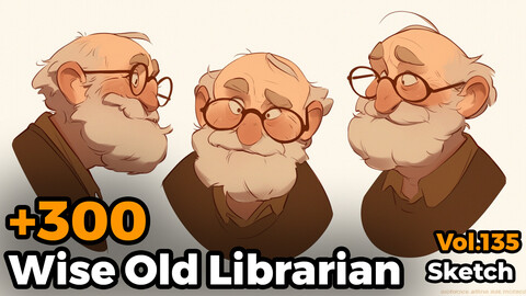 +300 Wise Old Librarian Sketch Reference(4k)