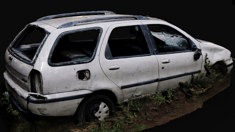 car combi vandalized street destroyed wreck photogrammetry