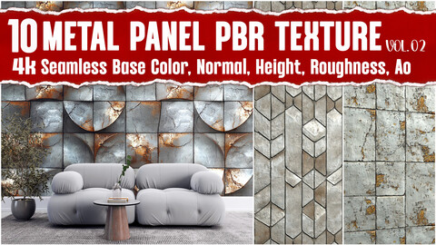 Metal Panel VOL.02|4K Seamless PNG PBR Textures