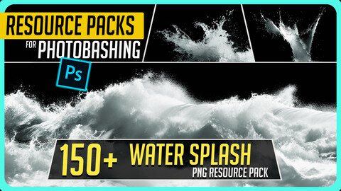 150+ PNG Cutout Water and Waves Splash Effects - Resource Pack for Photobashing in Photoshop