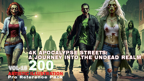 4K APOCALYPSE STREETS: A JOURNEY INTO THE UNDEAD REALM - (200 4K JPEG FILE) - Pro Reference Pack - VOL18