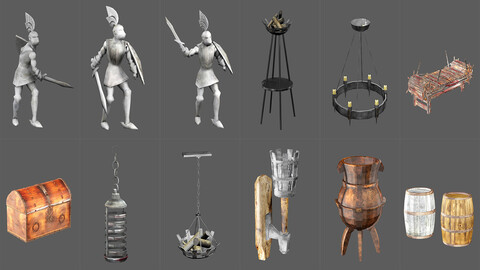 kingdom Interior Props Low Poly 3D Model