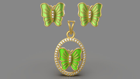 Unique Diamond Butterfly Pendant - 0034