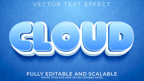 3D Cloud. Text Effects, EPS Template File