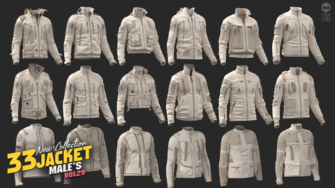 33 models of jacket  male's megapack 85%off/ marvelous & clo3d / OBJ / FBX