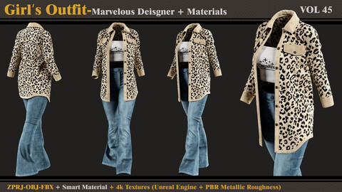 Girl's Outfit- MD/Clo3d + Smart Material + 4K Textures + OBJ + FBX (vol 45)