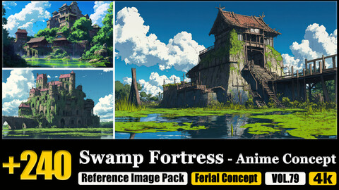 240 Swamp Fortress - Anime Concept Reference Image Pack v.79 |4K|