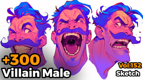 +300 Villain Male Sketch Reference(4k)