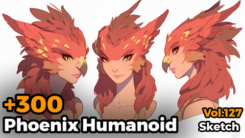 +300 Phoenix Humanoid Sketch Reference(4k)