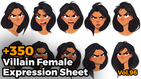 +350 Villain Female Expression Sheet(4k)