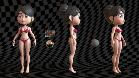 Body Girl Style Chibi Low-poly 3D model