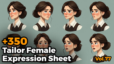 +350 Tailor Female Expression Sheet(4k)