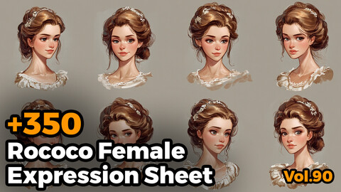 +350 Rococo Female Expression Sheet(4k)