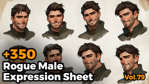 +350 Rogue Male Expression Sheet(4k)