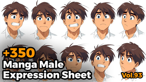 +350 Manga Male Expression Sheet(4k)